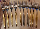Vtg Eldan Stainless Gold Plated Handle 54 Piece Flatware Silverware Lot Japan