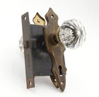 Faceted Glass Door Knob Set With Mortise Lock