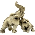 Elephant Figurine Statue Mother And Baby Trunk Up Good Luck Decor