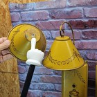 Vtg Toleware Tole Ware Metal Mustard Yellow Wall Sconce Lamp Light Set