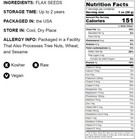 Whole Brown Flax Seeds     Kosher  Raw  Vegan - By Food To Live