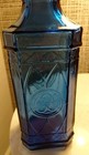 Cobalt Blue Flash Glass Cathedral Style Bottle  With Cork Top Vintage 12  Tall