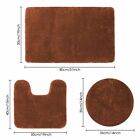3 Pcs Soft Bathroom Set Bath Mat Contour Rug Toilet Lid Cover Set