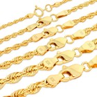 10k Yellow Gold 1mm-4mm Laser Diamond Cut Rope Chain Necklace Men Women 16 - 30 