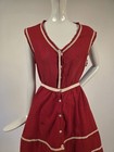 Rare Victorian Late 19th C Red Cotton Bathing Suit Swim Suit W White Braid  