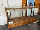Antique Retail Display Oak Case     Glass Top   Sides  1
