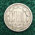 1866 Three Cent Nickel Piece 3c Choice Civil War Era Us Coin  553