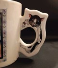 Vintage Japan Black And White Cats In Window Tea Coffee Mug Cup Cat On Handle 