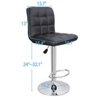 Pu Leather Adjustable Bar Stools Set Of 2 Modern Square With Back Swivel Stool 