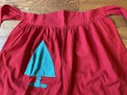 Vtg Gathered Red Half Apron Handmade Christmas Green Tree Pocket