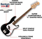 Squier Debut Series Precision Bass Guitar  Beginner Guitar  With 2-year Warranty