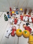 Lot Of 30 Vtg  Wooden Miniature Christmas Ornaments Assortment 