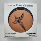 Set Of 4 With Box Frankoma Pottery 3 75  Diameter Pheasant Coasters Made In Usa
