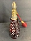 Antique Red Crystal Perfume Bottle scent Bottle  signed art Deco france C 1940