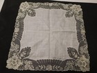 Antique Boxed Net Lace Handkerchief Hankie Bridal Floral 10 5 