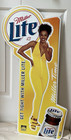 Vintage Get Tight With Miller Light Metal Beer Sign Beautiful Babe Nos 33   x17   