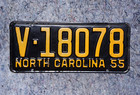 1955 North Carolina License Plate