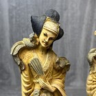 Vintage Oriental Asian Mcm Hand Carved Alabaster Resin Statue Chinese Man Woman