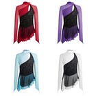 Girls Shiny Rhinestone Ice Skating Modern Lyrical Ballet Dance Dress Performance