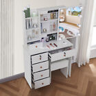 Makeup Vanity Set With Lighted Mirror   Stool Drawers Vanity Desk Dressing Table