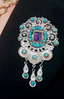 Matl Matilde Poulat Antique Brooch Mexican 925 Amethyst Turquoise 