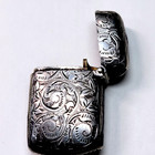 Antique Sterling Silver Lidded Small Box For Matches Or Pills 1 1 4 In-engraved