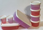Lot Of 8 Tupperware Pink Purple Lunch-it Divided Containers Snack Cups   Midgets