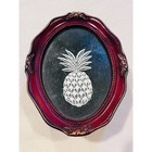 Pineapple Lace Art In Ornate Oval Frame   6  X 4 5  Burgundy   Gold