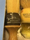 Vtg Antique Shaving Brush Case Metal     Beautiful Early P   iece W open Monogram 