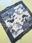 6  Blue White Asian Chinoiserie Garden Themed  Cotton Napkins Unused