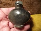 Antique Black Stone Text Front   Mtn Other Side Hand Carved Chinese Snuff Bottle