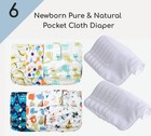 Unisex Reusable Newborn Cloth Diapers  Washable Adjustable Pocket Nappy For 6   