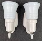 Pair Porcelier Art Deco-mcm White Porcelain Sconces  Opal Glass Shades  Restored