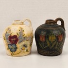 2 Lang Bob s Pottery By Susan Winget Small Jug Pansy Vines   Golden Garden Tulip