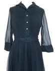 Vintage 50s 60s Edith Martin Dress S m Women Black Chiffon