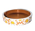 Vtg Mcm Daisy Ashtray Orange Yellow Flower Power 1960s 70s Groovy Ceramic 6  A  
