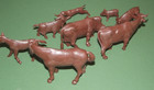 9 Vintage Marx Farm Playset Chocolate Brown Animals-cows-horse-dog-goat-pigs