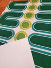 Awesome Rare Vintage Mid Century Retro 70s Dekoplus Greens U Pattern Fabric  Wow