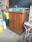 Antique Oak Wood Refrigerator Ice Box Chest Cabinet Vintage Farm Kitchen Cabin