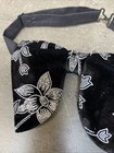 Oversized Black Velvet Silver Glitter Bow Tie Vintage Style 70 s Wedding Prom