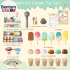 Wooden Ice Cream Toys For Kids Pretend Play Kitchen Food Toys With Scoop   Menu 