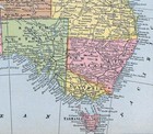 1894 Cram Map Australia Sydney Melbourne Adelaide Brisbane Perth Tasmania Hobart