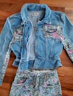 Vtg 80s Paris Blues Contempo Casuals Floral Tapestry Denim Jacket Pants Set Sz M