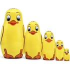 Ducklings Nesting Dolls Set 5 Pcs - Wooden Mother Duck And Ducklings    