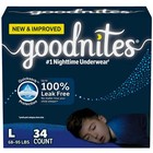 New Goodnites Nighttime Bedwetting Underwear For Boys  L  34 Ct