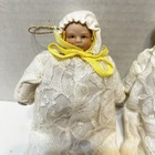 Vintage Pair Of Victorian Baby Doll Christmas Ornaments In Gown 8  Lot 2