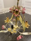 Floral Painted Metal Chandelier  Decorative 4-light Ceiling Fixture  15 In