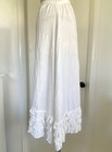 Antique Edwardian 1900s White Cotton Striped Lawn Tea Skirt Victorian 25-26  Wst