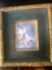 Vintage Enamel On Copper Painting Doves   Flowers Signed N  Cammann Framed