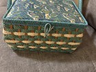 Vintage Green Paisley Wicker Sewing Basket